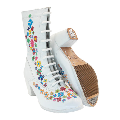Bota ADELITA/CARLOTA BORDADA modelo 229-1 BLANCO