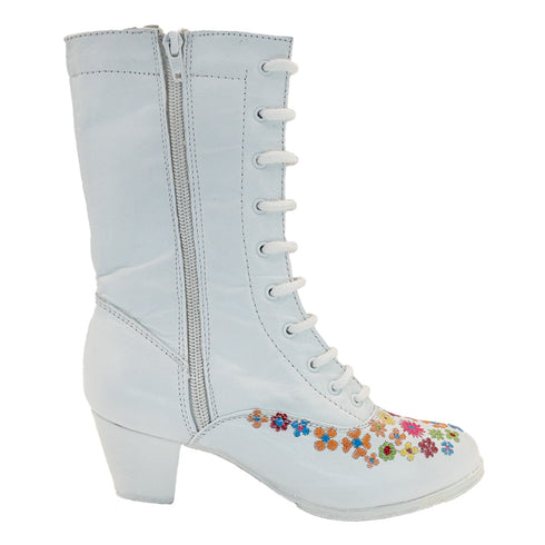 Bota ADELITA/CARLOTA BORDADA modelo 229-1 BLANCO