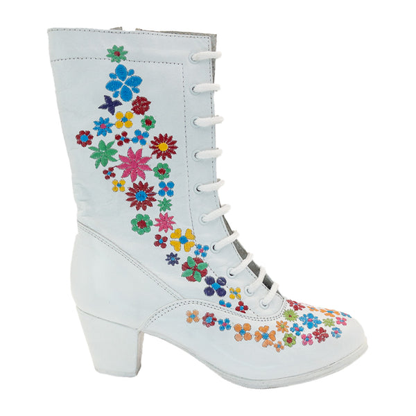 Bota ADELITA/CARLOTA BORDADA modelo 229-1 BLANCO