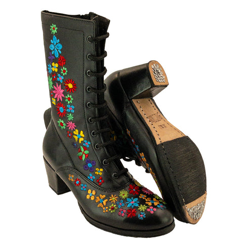 Bota ADELITA/CARLOTA BORDADA modelo 229-1 NEGRO